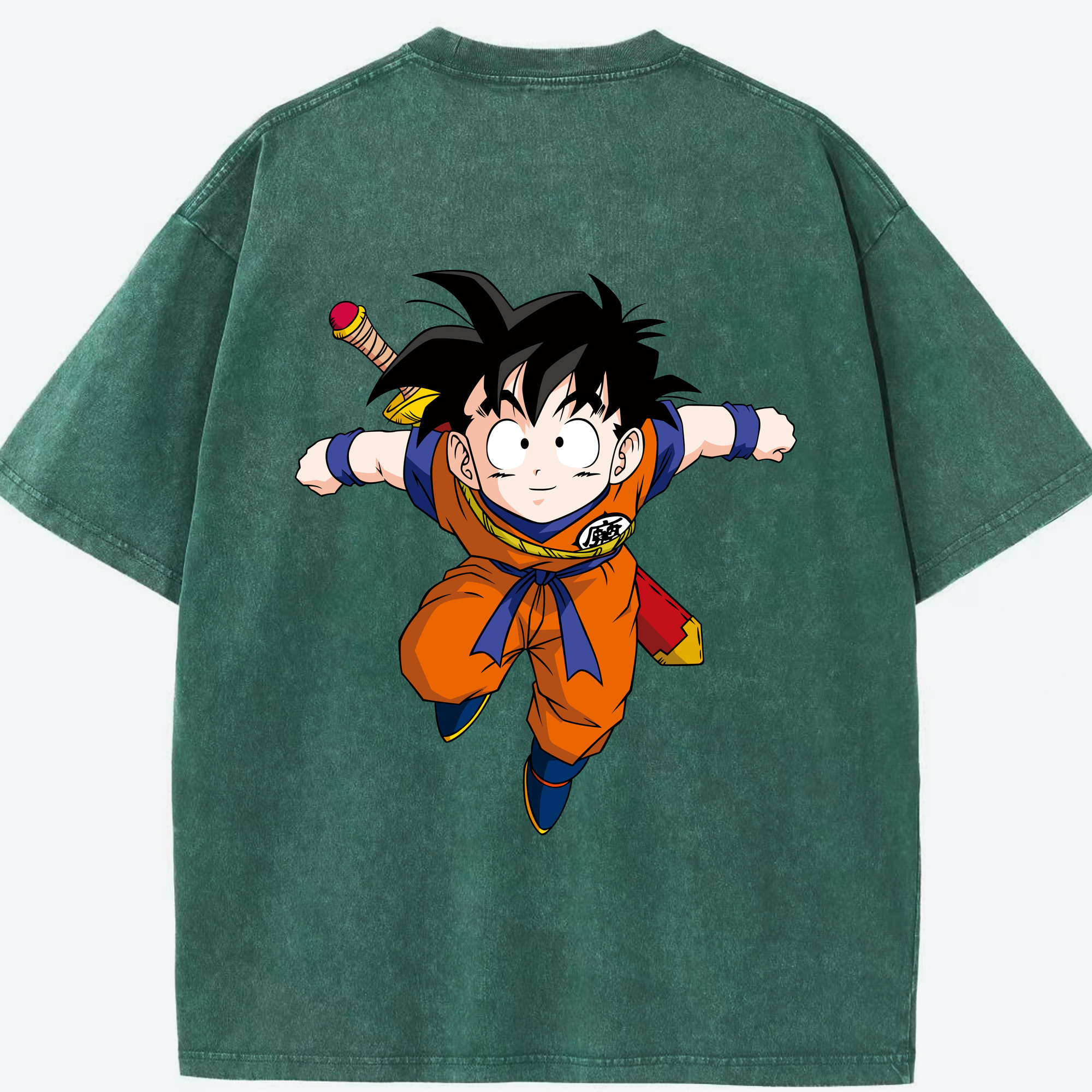 （画像用） ドラゴンボール 孫悟空（そん ごくう）Son Goku カカロット DRAGON BALL Kakarotto 綿100% ヴィンテージ風 半袖Tシャツ（背面プリント）
